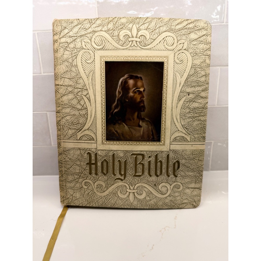 Hertel Holy Bible Standard Reference Blue Ribbon Edition Cream Gold Large